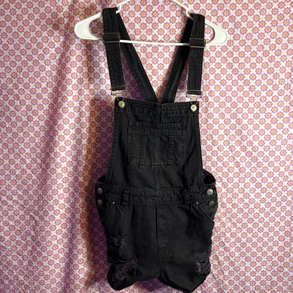 H&M Black Denim Short Overalls